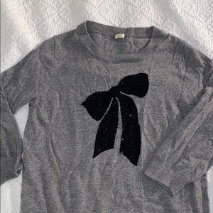 J.Crew quarter sleeve sparkle bow sweater